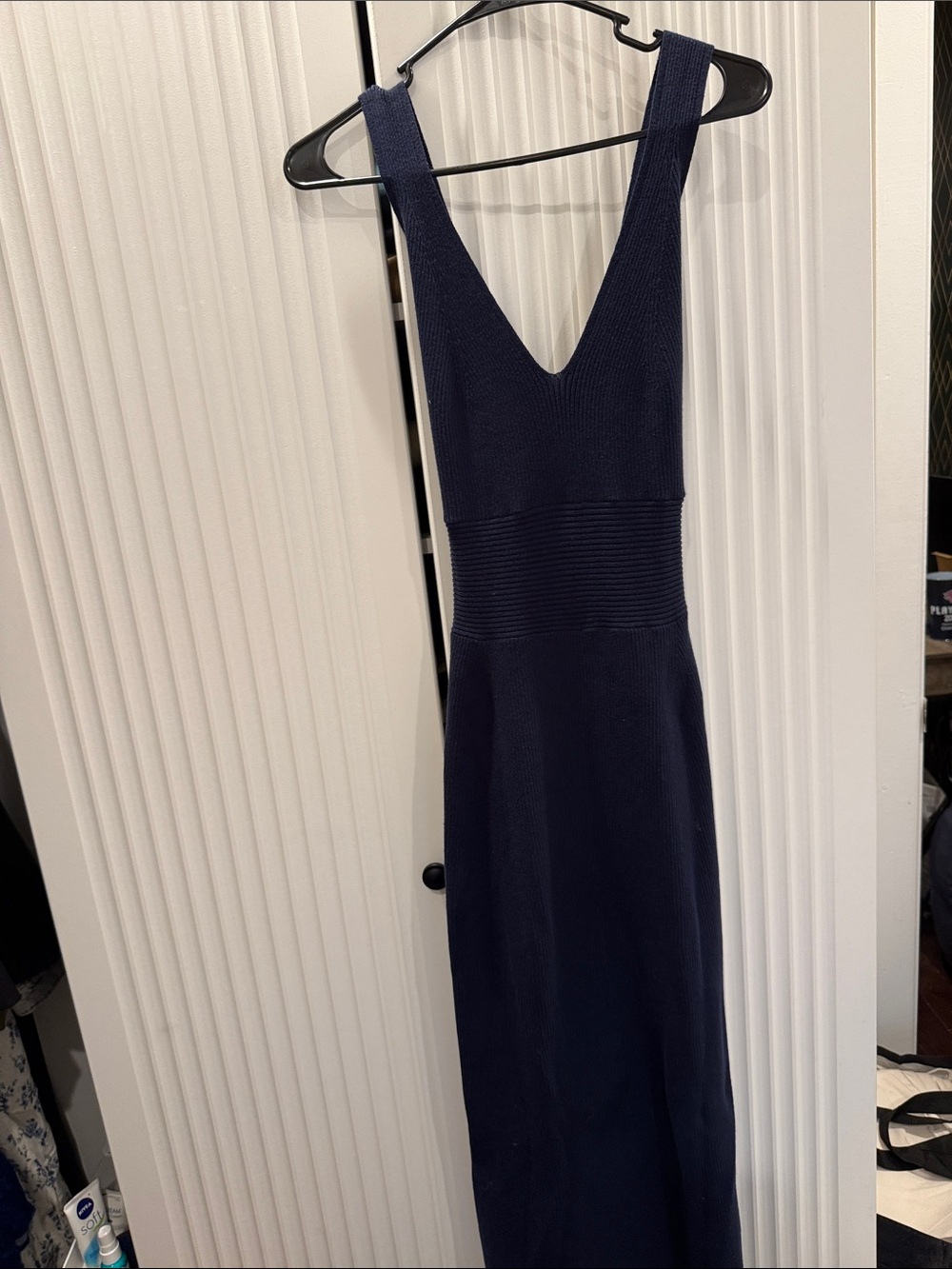 Everlane Deep Navy V-Neck Knit Maxi Dress